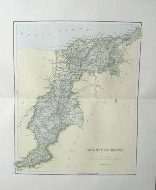 Antique Victorian Map C1890 County Of Banff Scotland