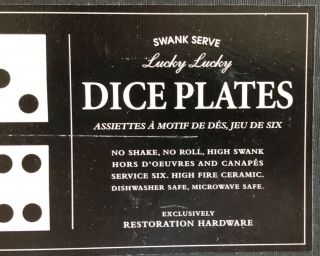 Restoration Hardware Lucky Dice Plates Set of 6 3