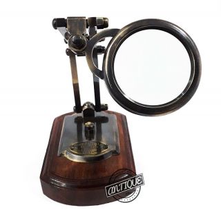 Vintage Brass Magnifying Glass Map Reader Magnifier Lens Office Study Desk Decor