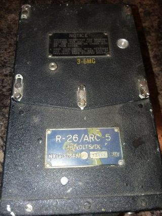 Vintage R - 26/ARC - 5 Aircraft Radio Receiver WWII Signal Corps 3