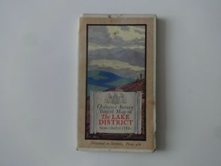 Ordnance Survey Tourist Map Of The Lake District 1:1mile Cloth Vintage 1925?