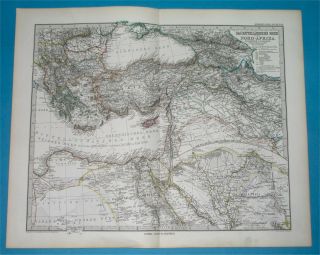 1882 Antique Map Middle East Armenia Syria Palestine Turkey Caucasus Jordan Iraq