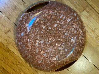 Mid century Aztec melamine 12 inch serving bowl in tan brown splatterware 2