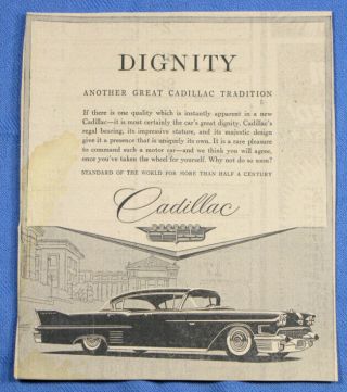 Vintage 1958 Cadillac Sedan Car Newspaper Print Ad