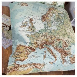 Vintage World Map Atlas Globe Duvet Quilt Cover Bed Set Single Double King