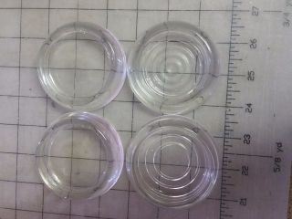 Vtg.  4 Clear Thick Glass Furniture Coasters Caster Cups 2 " Center Space