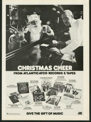 1975 Santa Claus Christmas Photo Atlantic Vinyl Records Music Vintage Print Ad