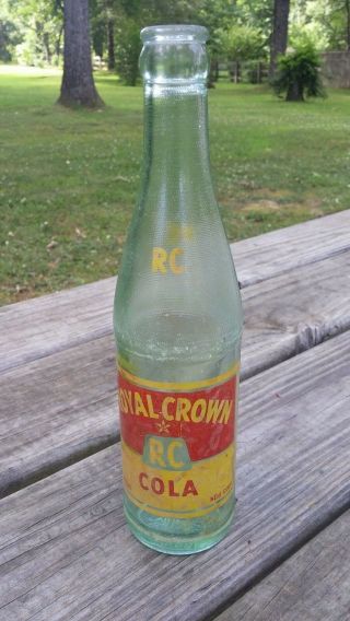 Vintage 1955 Royal Crown " Rc " Cola Bottle Pop Duraglass Bee - Hive Acl Label