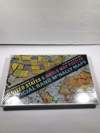 Vintage United States & World Map Puzzle Rand Mcnally Selchow Righter -