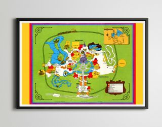 Vintage 1974 Disney World Park Map Poster (24 X 36 Or Smaller) - Tomorrowland