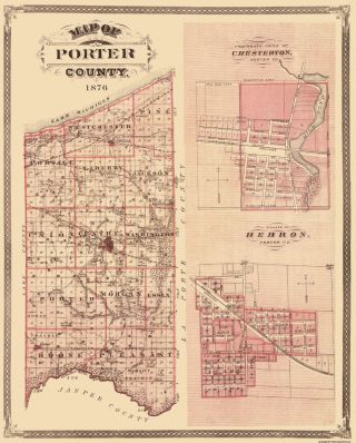 Porter County Indiana - Andreas 1876 - 23 X 28.  69
