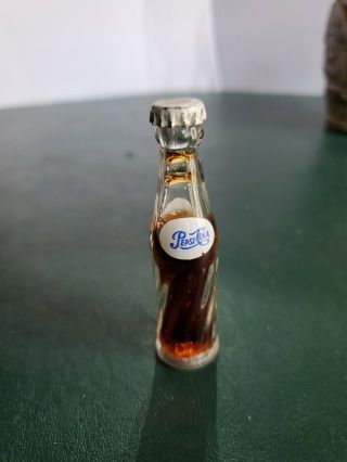Vintage Pepsi Cola Miniature Mini Glass Bottle With Liquid Inside