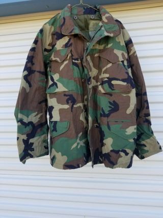 Us Army Military Bdu Field Jacket M - 65 Coat Woodland Camouflage Medium Regular.