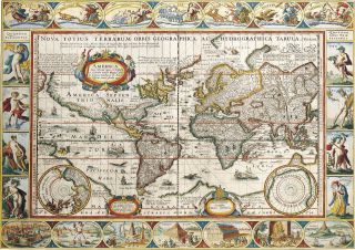 Ancient Map - Large A2 Size Vintage Decor Canvas Wall Art Print Poster Unframed