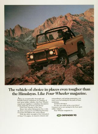 1995 Land Rover Defender 90 Vintage Ad Full Color Ad