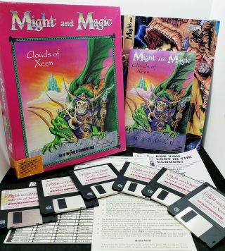 Might And Magic Clouds Of Xeen Big Box Vintage Pc Computer Game 3.  5 " Ibm W/ Map