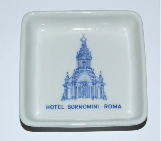 Vintage Hotel Borromini Roma Porcelain Trinket Coin Dish / Ash Tray Rome Italy