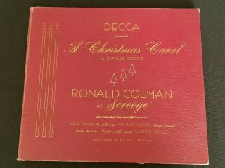 Decca Presents A Christmas Carol By Dickens W/ Ronald Colman - 3 Record Set 290