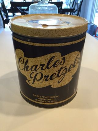 Rare Vintage Charles Chips 2 Lb Pretzel Chip Can