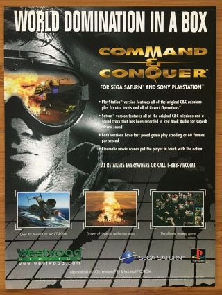 Command & (and) Conquer Ps1 Playstation 1 Sega Saturn 1997 Poster Ad Print Art
