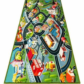 Kids Carpet Playmat Rug Fun Carpet City Map For Hot Wheels Track Racing And Toys