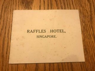 Vintage,  Raffles Hotel Singapore Advertisement Brochure Map Photographs