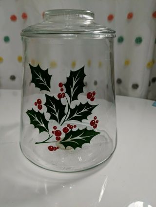 Bartlett Collins Christmas Cookie Jar Holly And Berries With Lid Vintage Wow