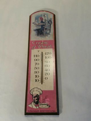 Vintage Authentic George Nathan Wooden Cream Of Wheat Wall Thermometer Sign