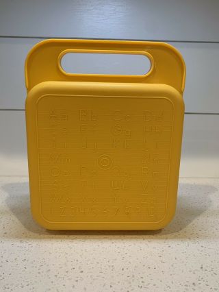 Vintage Tupperware Abc Box Yellow Plastic Crayon Box Lunch Box - Made In The Usa