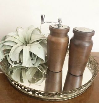 Vintage Olde Thomas Wooden Salt Shaker And Pepper Grinder Kitchen Decor