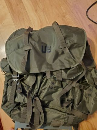 Us Military Surplus Lc - 1 Large Combat Field Pack Nylon Green With Metal Frame