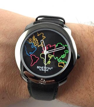 Orologio Benetton Bulova Map Of World Mod.  Dep Watch Nos Vintage Quartz Reloj