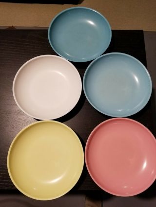 5 Boontonware 3308 - 22 7 1/2 " Cereal Soup Bowls Pastels Mid Century Dishes