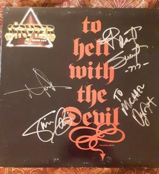 Stryper To Hell With The Devil Vinyl Lp Autographed Signed Michael Sweet,  Oz Fox