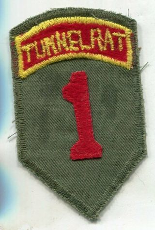 Vietnam War Patch Us Army 1st Infantry Division " Tunnel Rat " In Country Made