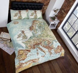 Bedding Heaven® Vintage Map Duvet Cover.  Single,  Double And King Size.
