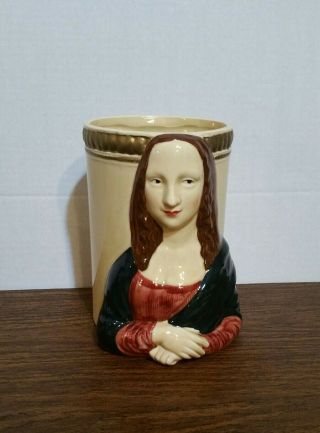 Mona Lisa Vase Kitchen Utensil Or Paint Brush Holder Ceramic Vandor Pelzman