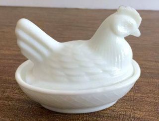 1950s Milk Glass Mini Hen On Nest Chickens Open Salt Cellar Salt Dip Taiwan