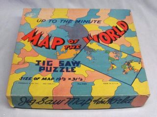 Vintage Wwii Era " Up To The Minute " Map Of The World Jigsaw Puzzle - Ec