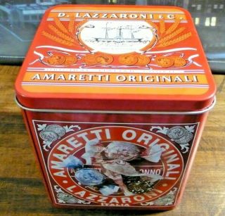 D Lazzaroni & Co Amaretti Di Saronno Italian Cookie Tin Container Canister