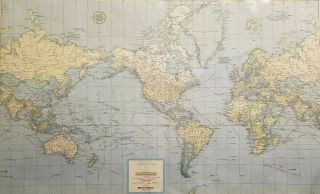32x50 Vintage Rand McNally Cosmopolitan Series Laminated World Map 6