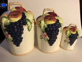 Vintage Ceramic Kitchen Canister Set Grapes