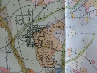 1910 Antique Color Map Sumter County Georgia Americus Plains 34 X 25 0424 2