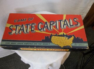 Game Of State Capitals Board Game Vintage 1952 Parker Brothers Usa Map