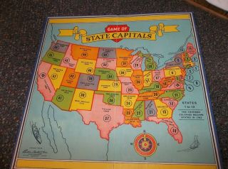 Game of State Capitals Board Game Vintage 1952 Parker Brothers USA Map 4