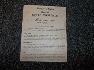 Game of State Capitals Board Game Vintage 1952 Parker Brothers USA Map 6
