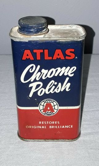 Vintage Atlas Automotive Motorcycle Chrome Polish Can