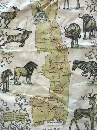 Vtg Kruger National Park Map Fabric Safari South Africa Wall Tapestry Hanging 2
