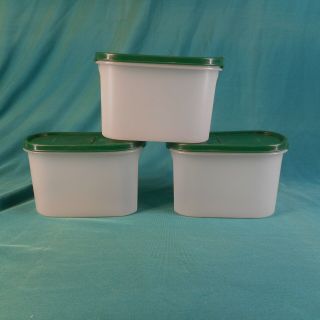 Tupperware Modular Mates Set Of 3 Oval Canisters 1612 Green Lids