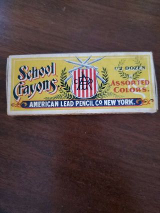Vintage American Lead Pencil Co.  Set Of 6 School Crayons For Map Coloring
